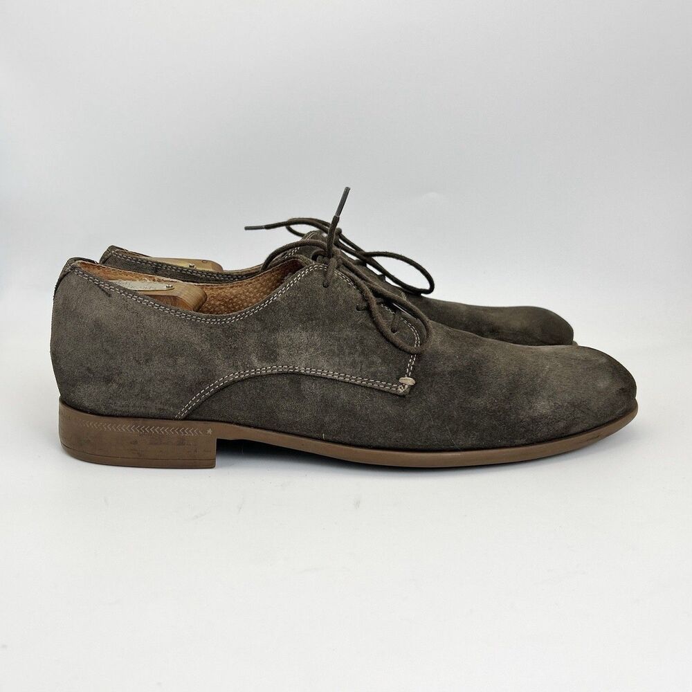 John Varvatos Dress Shoes Mens Sz 10 Gray Suede Derby Casual Lace Up Bluchers